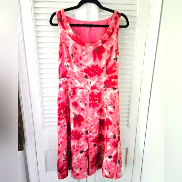 Ann Taylor 100% Silk Floral Pink Sleeveless Dress - Picture 1 of 7